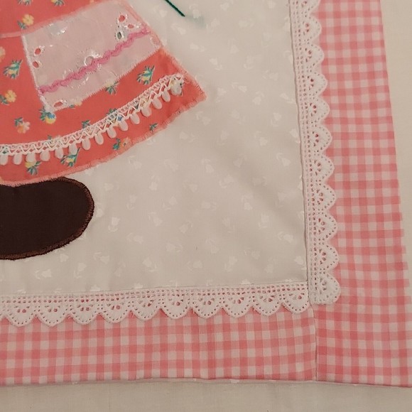 Set Of 2 Sunbonnet Sue Sam Handmade Pillow Covers Pink White Blue Brown 14 x 14 - Picture 9 of 16